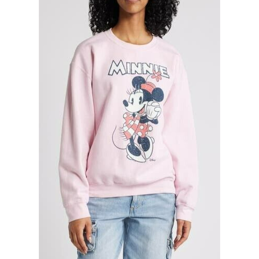 Junk Food Minnie Mouse Graphic Sweatshirt Size Small in Light Pink NWOT